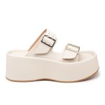 Papete Flat Feminina em Napa Off White 5000