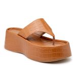 Papete Flat Feminina em Croco Caramelo 5100