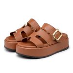 Papete Flat Feminina em Napa Caramelo 5301