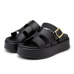 Papete Flat Feminina em Napa Preto 5301
