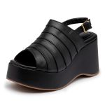 Sandalia Feminina Anabela Média Napa Preto 9200