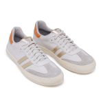 Tênis Feminino Eloah em Couro Branco e Detalhes Laranja/Gold