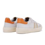 Tênis Feminino Eloah em Couro Branco e Detalhes Laranja/Gold
