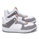 Tênis Jade Sneaker Feminino em Couro Cinza e Branco 116