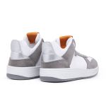 Tênis Jade Sneaker Feminino em Couro Cinza e Branco 116