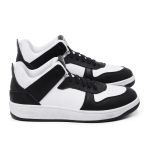 Tênis Jade Sneaker Feminino em Couro Preto e Branco 120