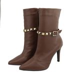 Bota Feminina Cano Médio Salto Fino Napa Santorini Cacau 1793 