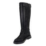 Bota Feminina Biker Rasteira Fivelas Napa Preto 2024 