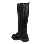 Bota Feminina Biker Rasteira Fivelas Napa Preto 2024 
