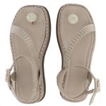 Papete Feminina Flat Plataforma em Napa Aveia com Strass 183220