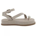 Papete Feminina Flat Plataforma em Napa Aveia com Strass 183220