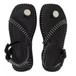 Papete Feminina Flat Plataforma em Napa Preto com Strass 183220