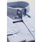 Camisa Manga Longa Regular Quadriculado Branco/Azul