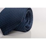 Gravata Seda Italiana Marinho Micro Desenho Azul Claro