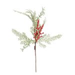 Galho Natalino Grande Nevado Com Cerejinhas 67cm Cromus Verde E Vermelho