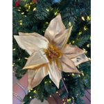 Flor Natalina Poinsetia Dourada Brilho Cromus Natal