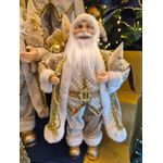 Papai Noel Decorativo Em Pé Com Saco De Presentes Dourado 45cm