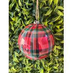 Jogo 2 Bolas De Natal Xadrez Vermelho Verde 12cm Decoração Árvore