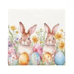 Guardanapo De Papel Pascoa Coelhos Ovinhos Florido 20und Branco