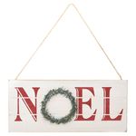 Placa Noel com Guirlanda Branca e Verde 20CM 