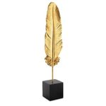 Escultura Decorativa Pena Dourada Poliresina 12771 Mart 
