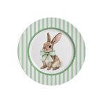 Jogo 6 Pratos Sobremesa em Cerâmica Laço Verde Páscoa 21cm Alleanza