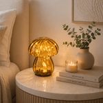 Luminária de Mesa Decorativa Cogumelo Âmbar 15cm Espressione