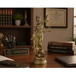 Escultura Resina Dama Da Justiça Dourada 24cm Espressione