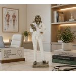 Escultura Decorativa Medica Em Resina Branco E Dourado 25cm Espressione