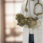Escultura Decorativa Medico Veterinário Em Resina Branco E Dourado 25cm