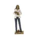 Escultura Decorativa Medica Veterinária Em Resina Branco E Dourado 25cm