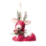Enfeite Natal Rena Sentada Pendurar Vermelha 14cm