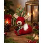 Enfeite Natal Rena Sentada Pendurar Vermelha 14cm