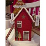 Enfeite De Natal Casinha Decorativa Vermelha Iluminada Led 18cm