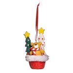 Enfeite Urso Com Pinheiro Para Pendurar 9 cm