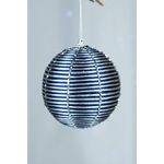 Bola Decorada Azul Com Listras Prata 10 cm Com 3 Unidades