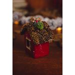 Casinha Decorativa Vermelha Telhado Pinha Decoração Natal