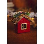 Casinha Decorativa Vermelha Telhado Pinha Decoração Natal