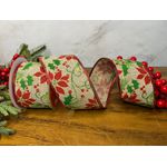 Fita Aramada Azevinho E Poisentia 6,3cmx9,14cm Cromus Natal