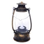 Mini Lanterna Led Decorativa Preto e Dourado