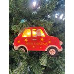 Papai Noel No Carro Madeira Iluminado Com Led Natal