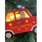 Papai Noel No Carro Madeira Iluminado Com Led Natal