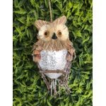 Coruja Pendente Natural 25cm Decoração Natal 