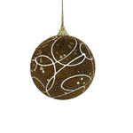 Jogo 3 Bolas De Natal Brilho Cobre com Detalhes em Branco 10cm