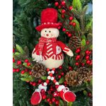 Boneco De Neve C/ Miçangas Sentado Jelly Vermelho E Branco