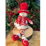 Boneco De Neve C/ Miçangas Sentado Jelly Vermelho E Branco