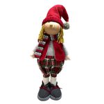 Boneco De Natal Em Pé Vermelho E Xadrez 50cm