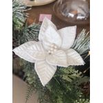 Flor Natalina Poisentia Branca com Miçanga 22cm