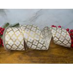 Fita Natalina Aramada 6,3cm Champagne Arabesco 9,14m