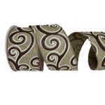 Fita Natalina Aramada Arabesco 6,3cm Natural E Marrom 9,14m
